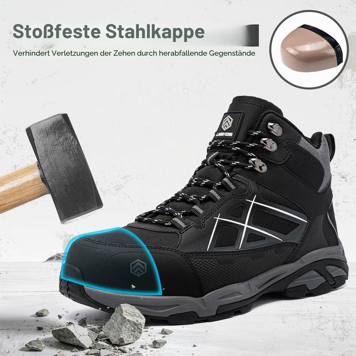 LARNMERN Arbeitsschuhe Herren Damen Sicherheitsschuhe SRC Rutschfest Antistatisch Stahlkappenschuhe