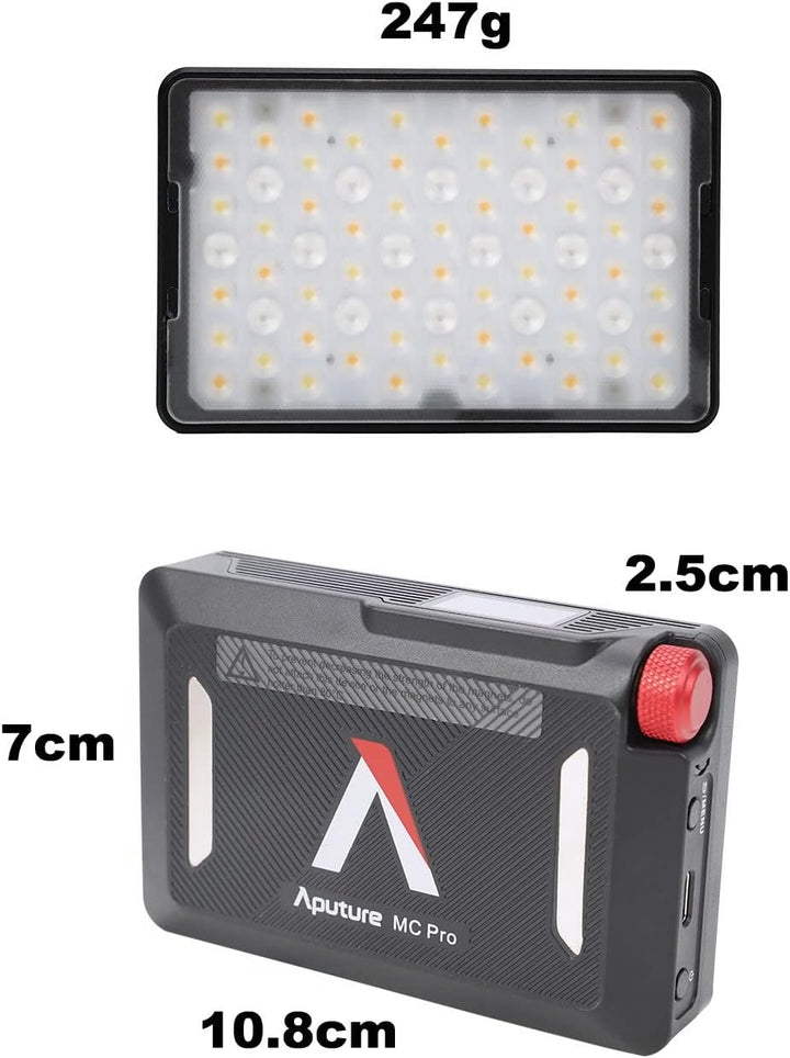 Aputure MC Pro RGBWW LED-Kamera-Videoleuchte, Temperatur 2000K-10000K, unterstützt magnetische Anzie