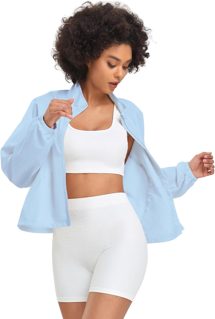 VUTRU Frauen UPF Sonnenschutzjacke Leichtes Workout Laufstreckenjacke Loose Fit Yoga Sportbekleidung