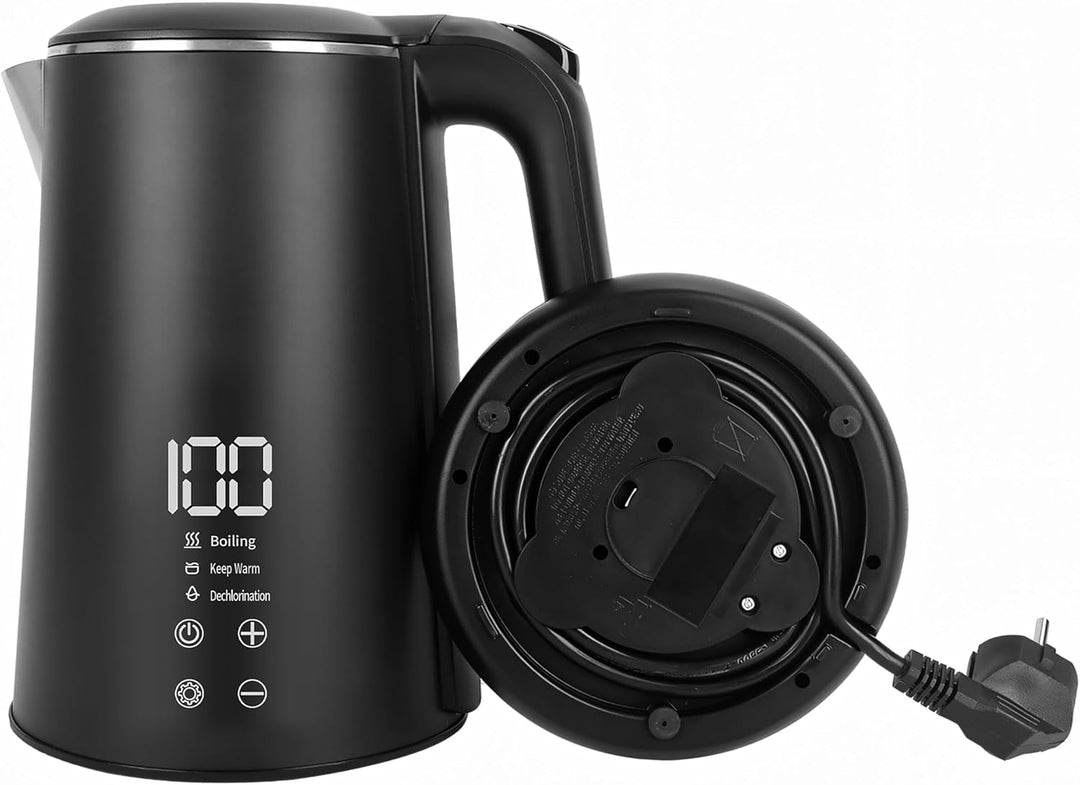 Retoo Elektrischer Wasserkocher 1,6L LED Beleuchtung 1500W Schnellaufheizung Edelstahl, BPA Frei, Te