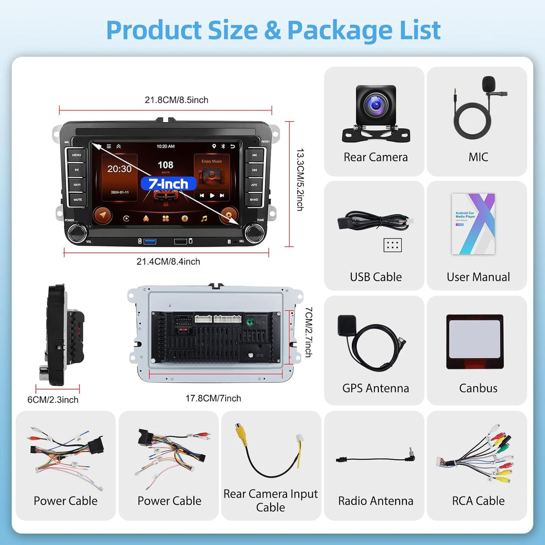 Motordi Andorid Autoradio für VW Golf 5 6 Seat Skoda Passat Polo, 2+64G Wireless Android Auto CarPla