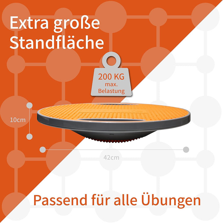 DH FitLife Balance Board, Wackelbrett, Balance Pad mit Griffen, extra gross Ø 42cm, max. 200 KG, Gle