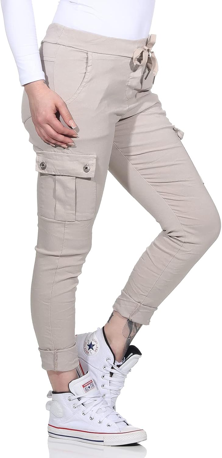 MATY FASHION Damen Hose Stretch Sweatpants aus Baumwolle Jogginghose Denim für Freizeit Boyfriend Ba