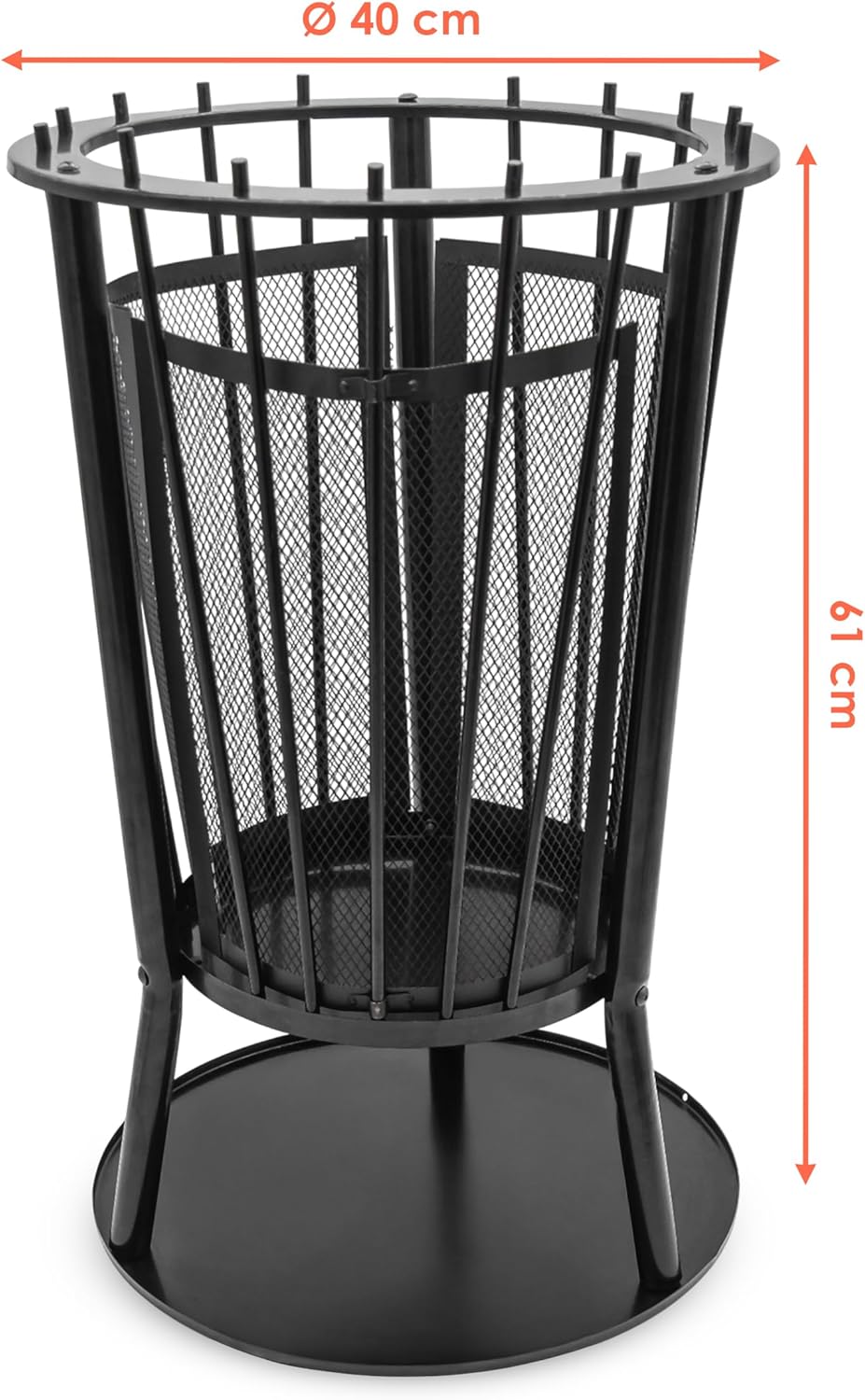 Spetebo Feuerkorb aus Eisen mit Funkenschutz - 60 x 40 cm - Feuerstelle Eisenschale Gartenfeuer Feue