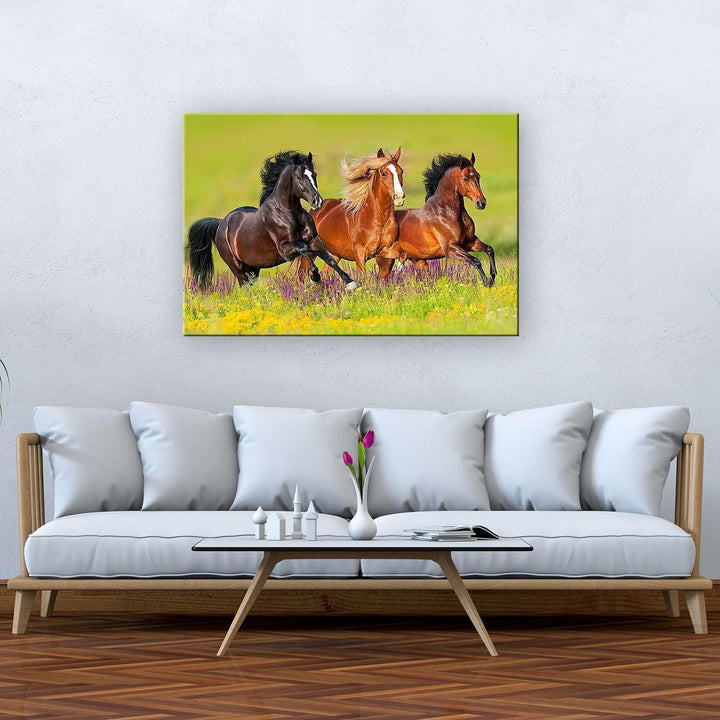 Startonight Bilder Pferderennen auf dem Feld - Leinwandbilder Moderne Kunst - Tiere Wanddeko Kunstdr