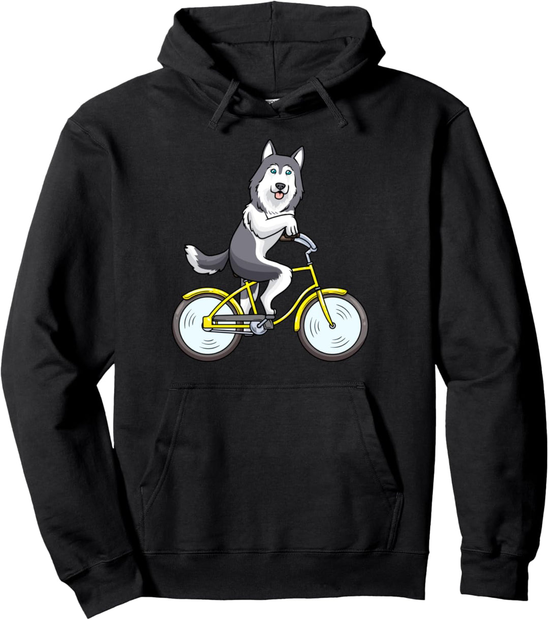 Siberian Husky Hund Mit Fahrrad Pullover Hoodie
