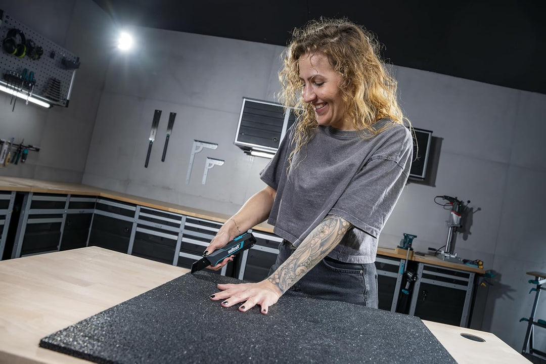 wolfcraft Cuttermesser PRO SAFETY, 25 mm - mit optimale Ergonomie für Links- und Rechtshänder - Extr