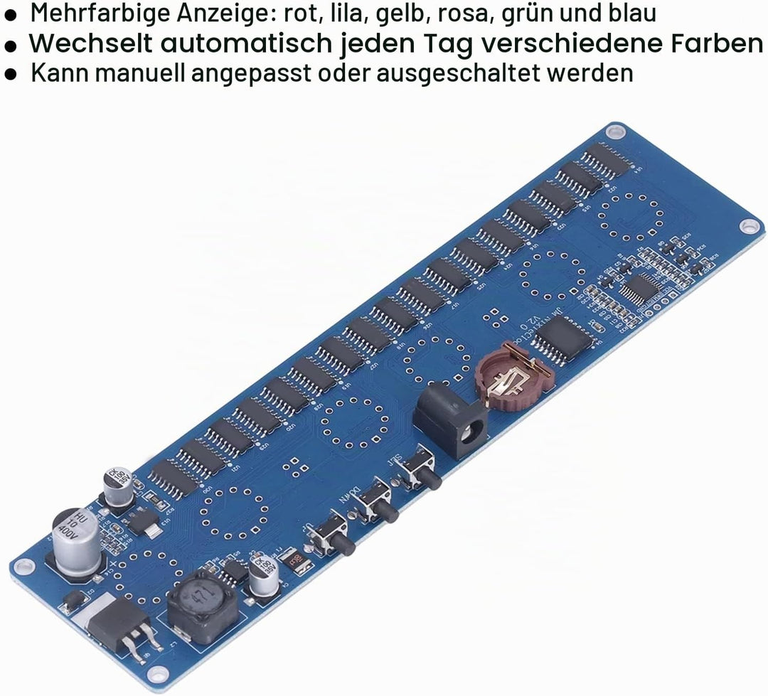 Nixie-Röhrenuhr-Bausatz – Mehrfarbiges 2/24-Stunden-IN14-Röhrenuhr-Montageset, Komplette Nixie-Röhre