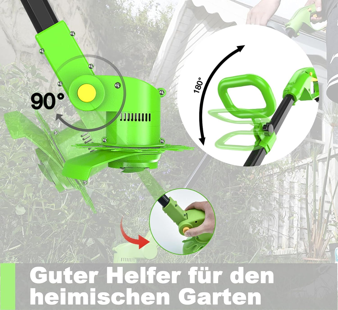 Rasentrimmer Mit Akku Motorsense Mit 2 x 2500mAh Batterie,4 x Metallklinge & 6 x Kunststoffklingen k