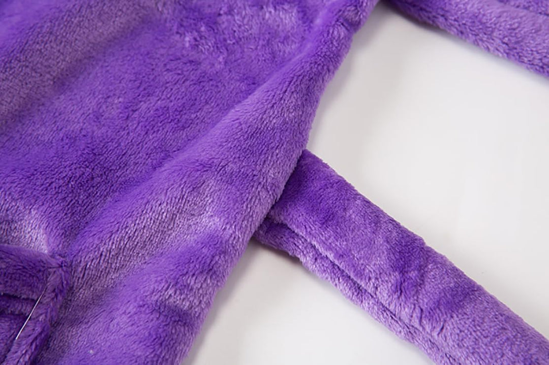 Bademantel für Mädchen, einfarbig, mit Kapuze, Flanell-Fleece-Bademantel für Jungen violett 9-12 Jah