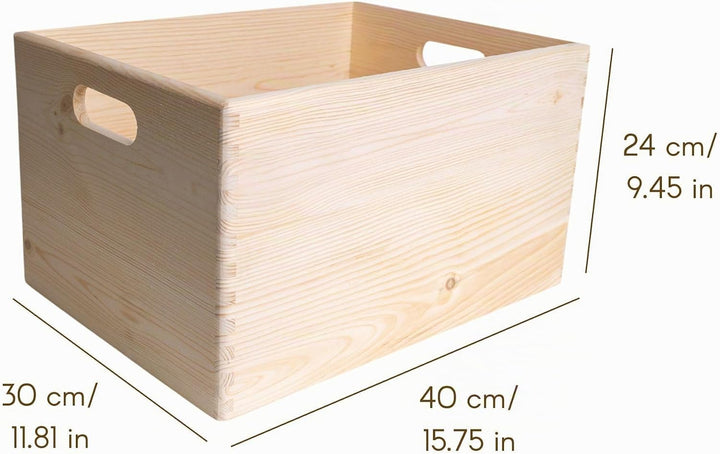 Creative Deco XXL Grosse Holzkiste Obstkiste Korb Ostern | 40x30x24cm (+/-1cm) | mit Griffen ohne De