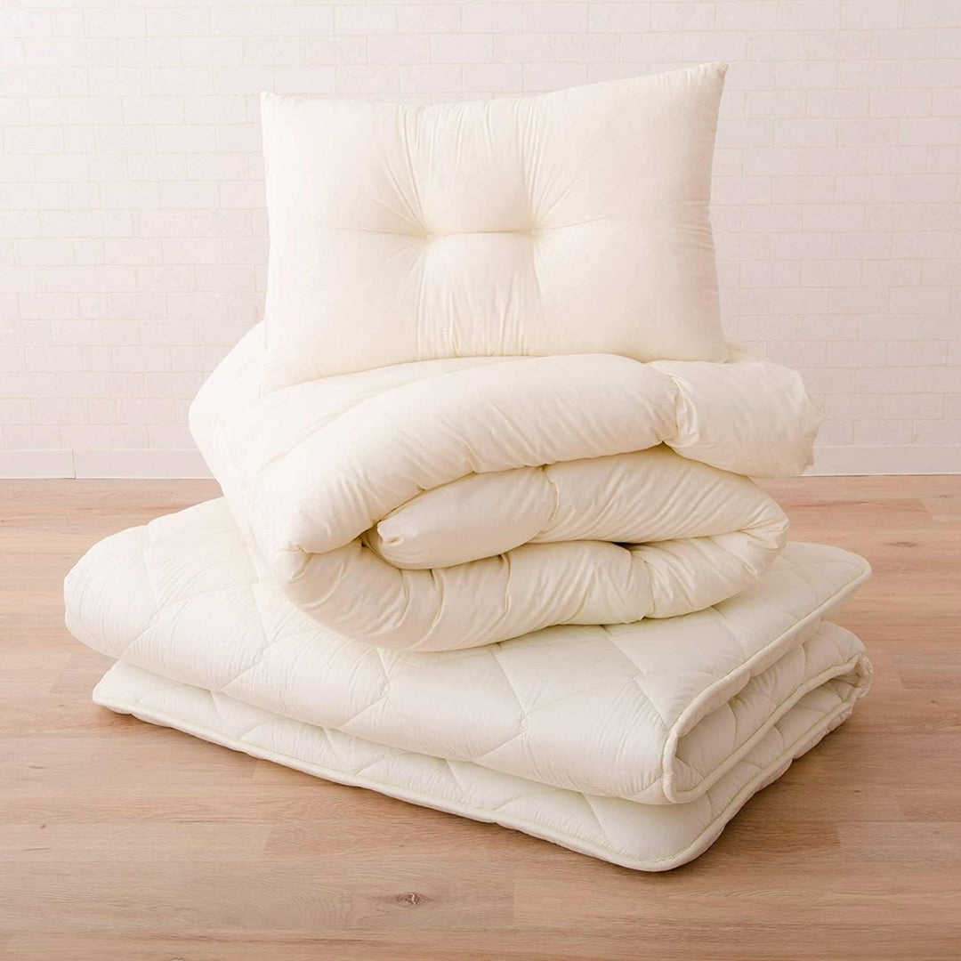 EMOOR Japanische Faltbarer Futon Matratze Set (Matratze, Bettdecke und Kopfkissen), 160 x 200 cm, He