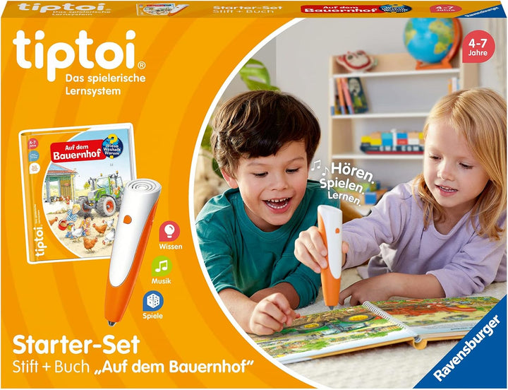 Ravensburger tiptoi Starter-Set 00114 - Stift und Bauernhof-Buch - Lernsystem für Kinder ab 4 Jahren