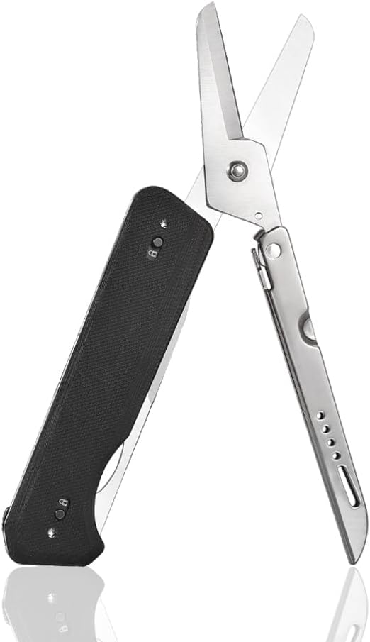 Roxon S501U Folding Pocket Scissors &Replaceable Changeable Knife Blade mit Belt Clip, 2 in 1 Multi-