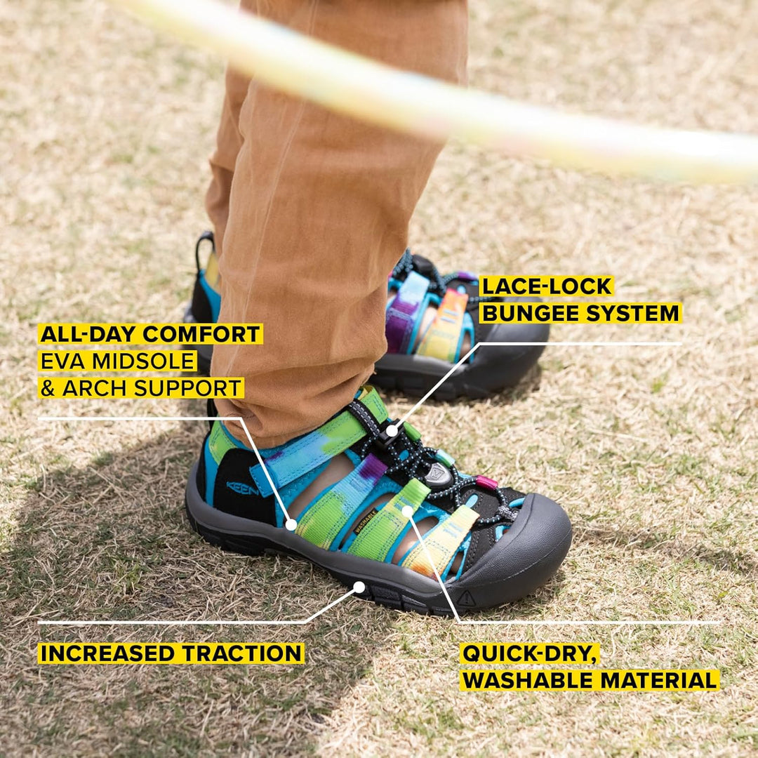 KEEN Unisex Kinder Newport H2 Sandalen 19 EU Black Lime Green, 19 EU Black Lime Green