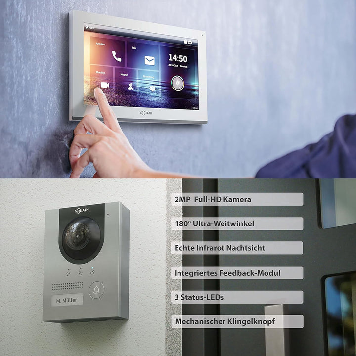 Goliath Hybrid | IP | Full-HD Video Türsprechanlage | App | 1-Fam | 2 x Full-Touchscreen 25,4 cm (10