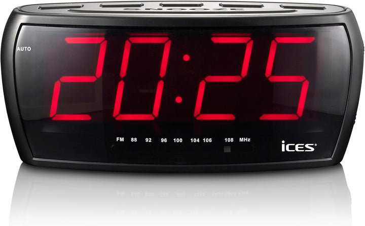 Ices ICR-230 Uhrenradio - Radiowecker mit zwei Weckzeiten - Schlummerfunktion - Sleep Timer - Schwar