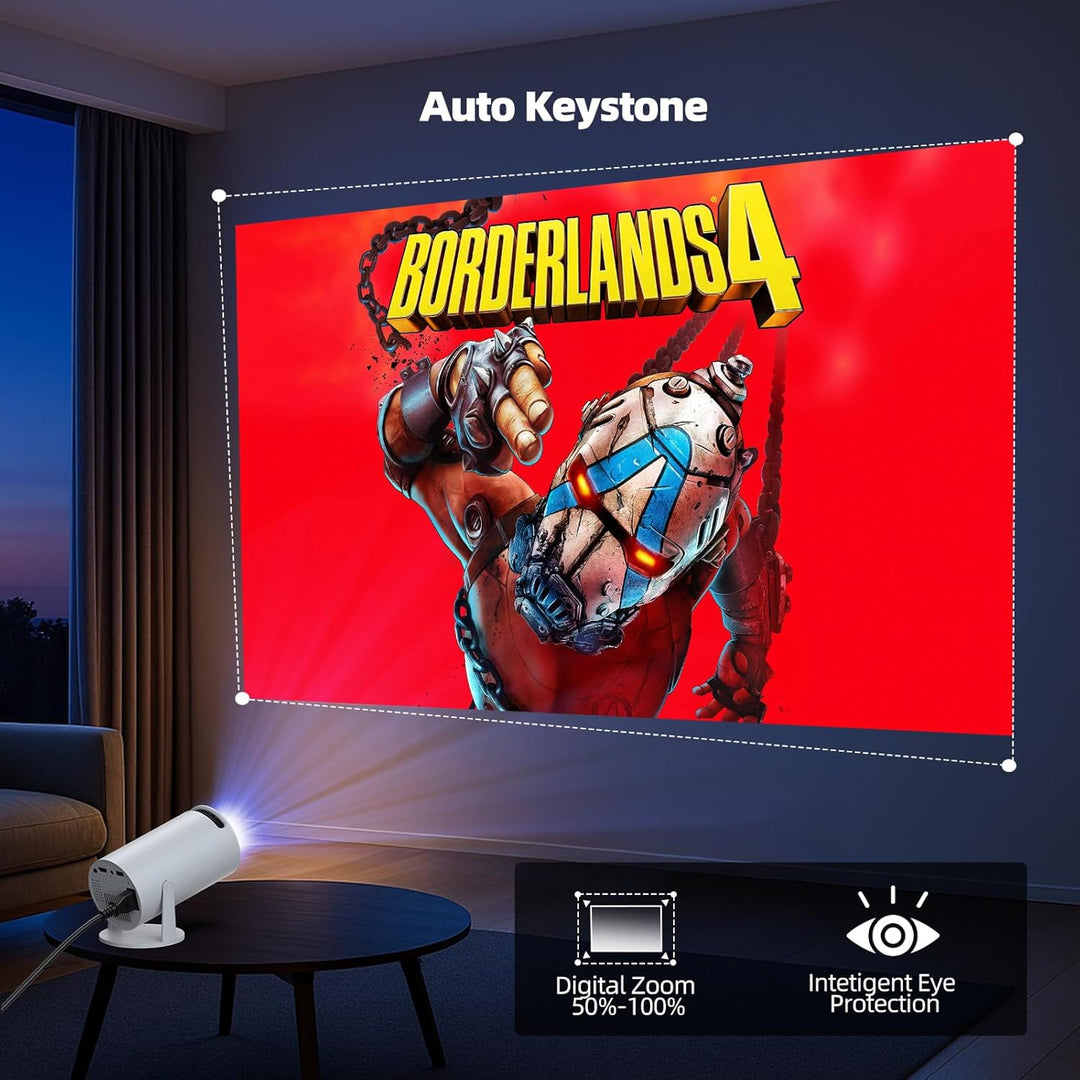 Mini Beamer 4K Projektor, Android TV 11.0 Tragbarer Projektor, Smart Projector mit WiFi 6 & Bluetoot