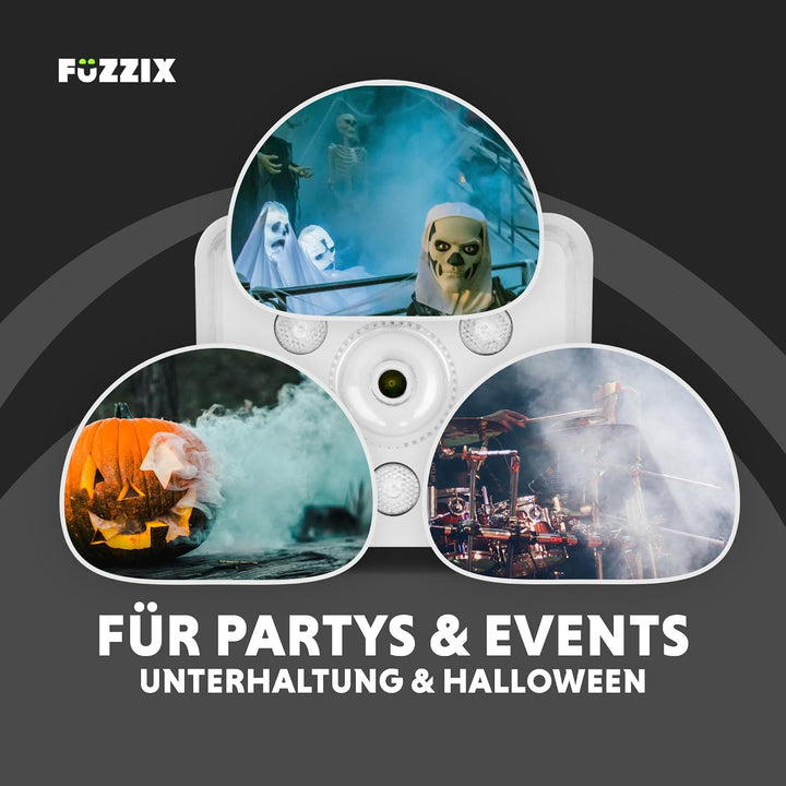 Fuzzix F509LW Nebelmaschine Mini mit LED Lichteffekt und 250ml Nebelfluid, 500 Watt mit Fernbedienun