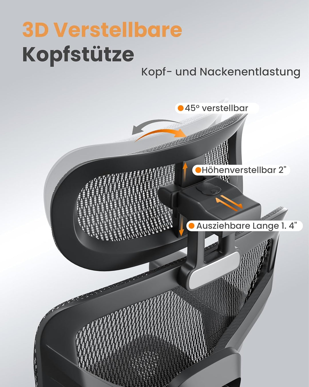 naspaluro Bürostuhl Ergonomisch, Schreibtischstuhl mit hoher Rückenlehne aus Netzgewebe, Belastbarke