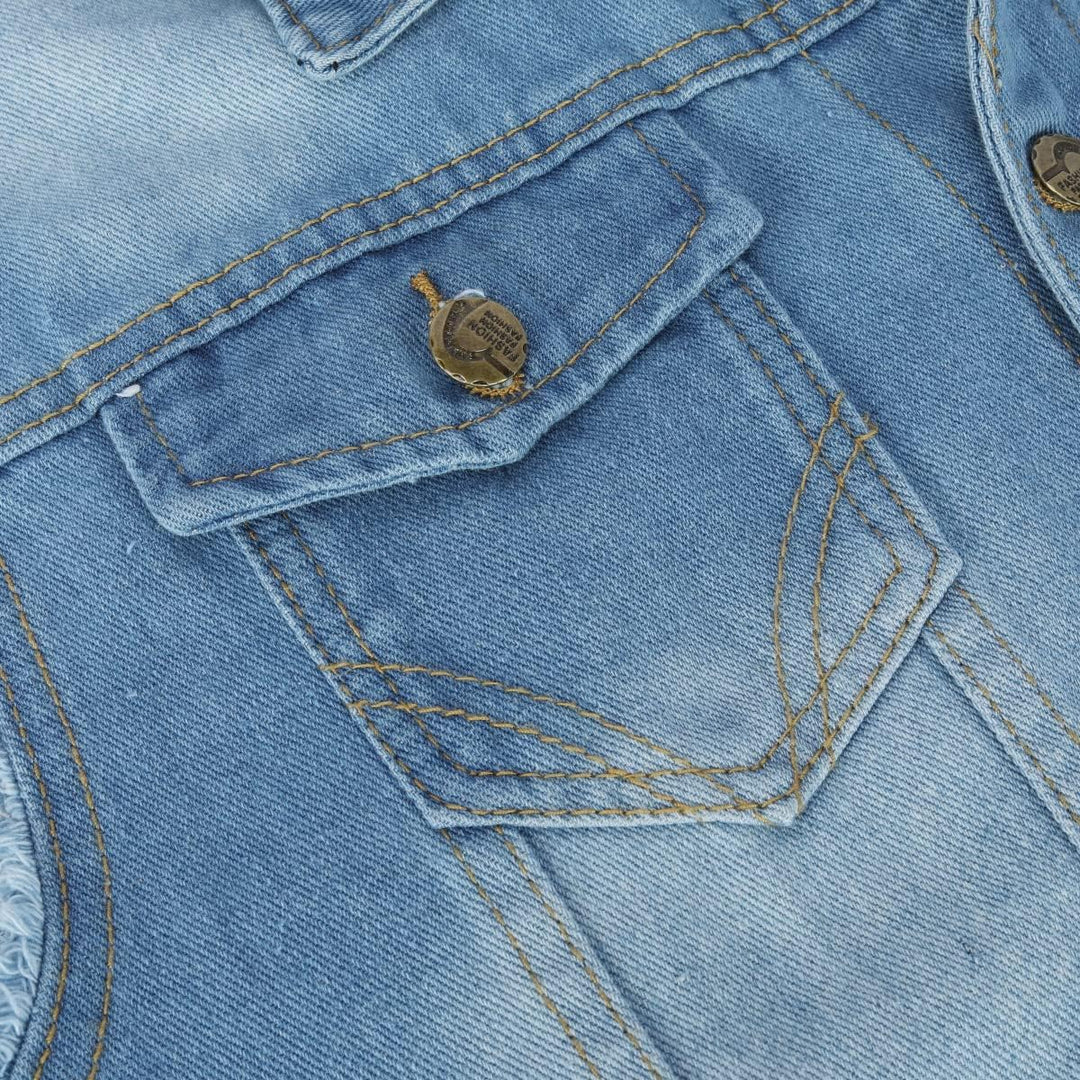 YOUTHUP Weste Herren Denim Weste mit Kappe Regular Fit Zerrissen Jeansweste Ärmellose Freizeitweste