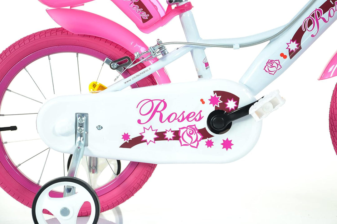 SCH Girls Bicycle Roses Children's Bicycle 16" (5-7 years) Weiss, 16" (5-7 years) Weiß