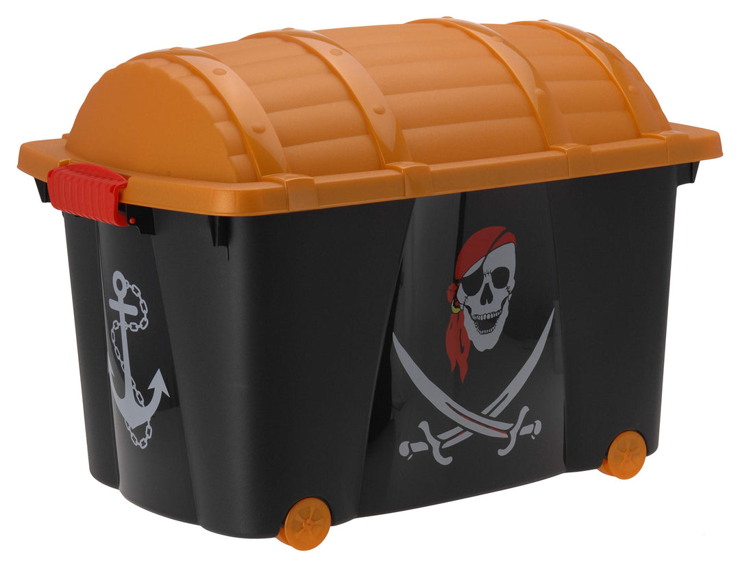 Spetebo Aufbewahrungsbox für Jungen mit 57 Liter Volumen - Piratenbox - Spielzeugtruhe Pirat Spielze