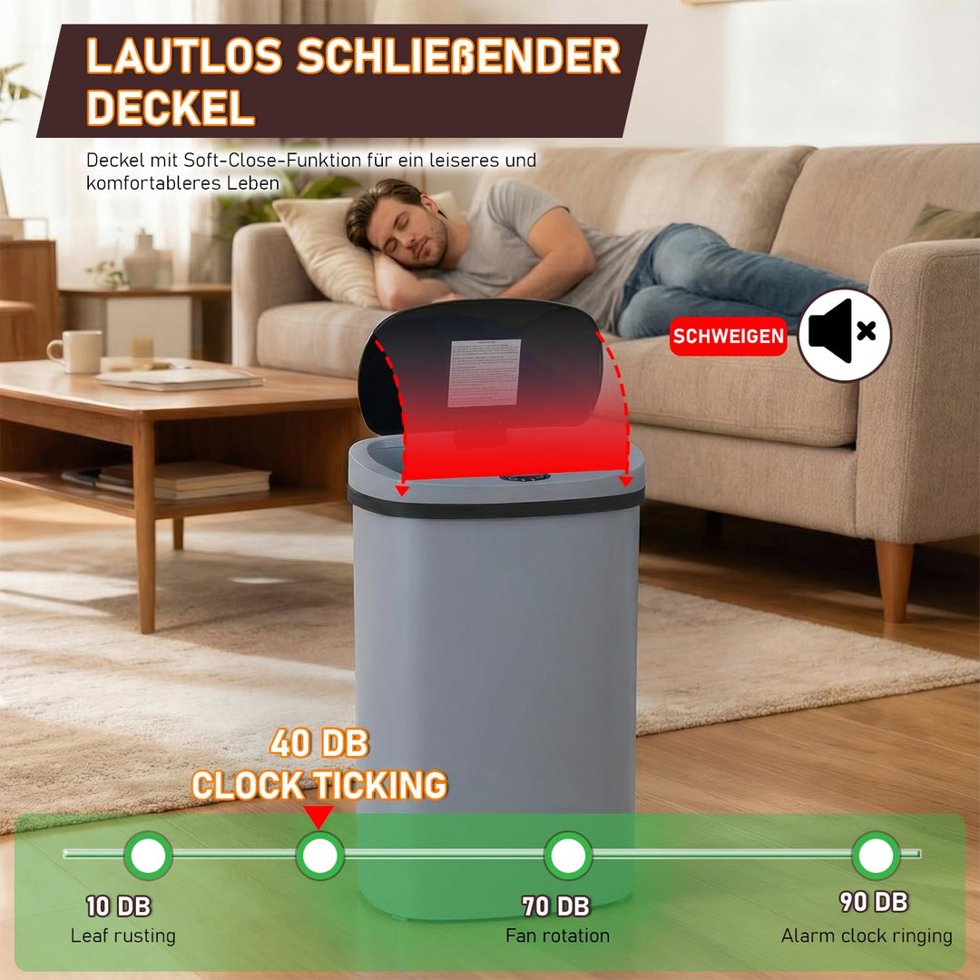 FDW Mülleimer mit Sensor & Deckel, Kunststoff, 50 L Küchenmülleimer, Smart, Automatisch, Berührungsl