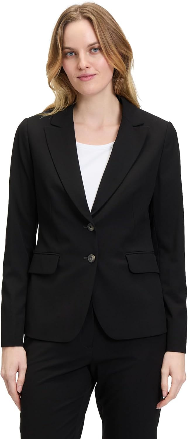 Betty & Co Damen Klassischer Blazer mit Taschen 38 Schwarz, 38 Schwarz