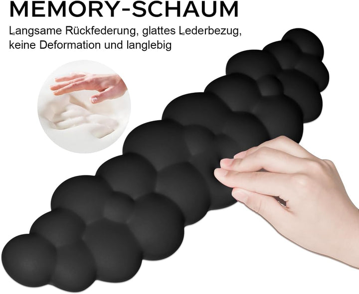JIKIOU Cloud Handgelenkauflage Tastatur aus Leder mit rutschfester PU-Basis, bequemer Memory-Schaum