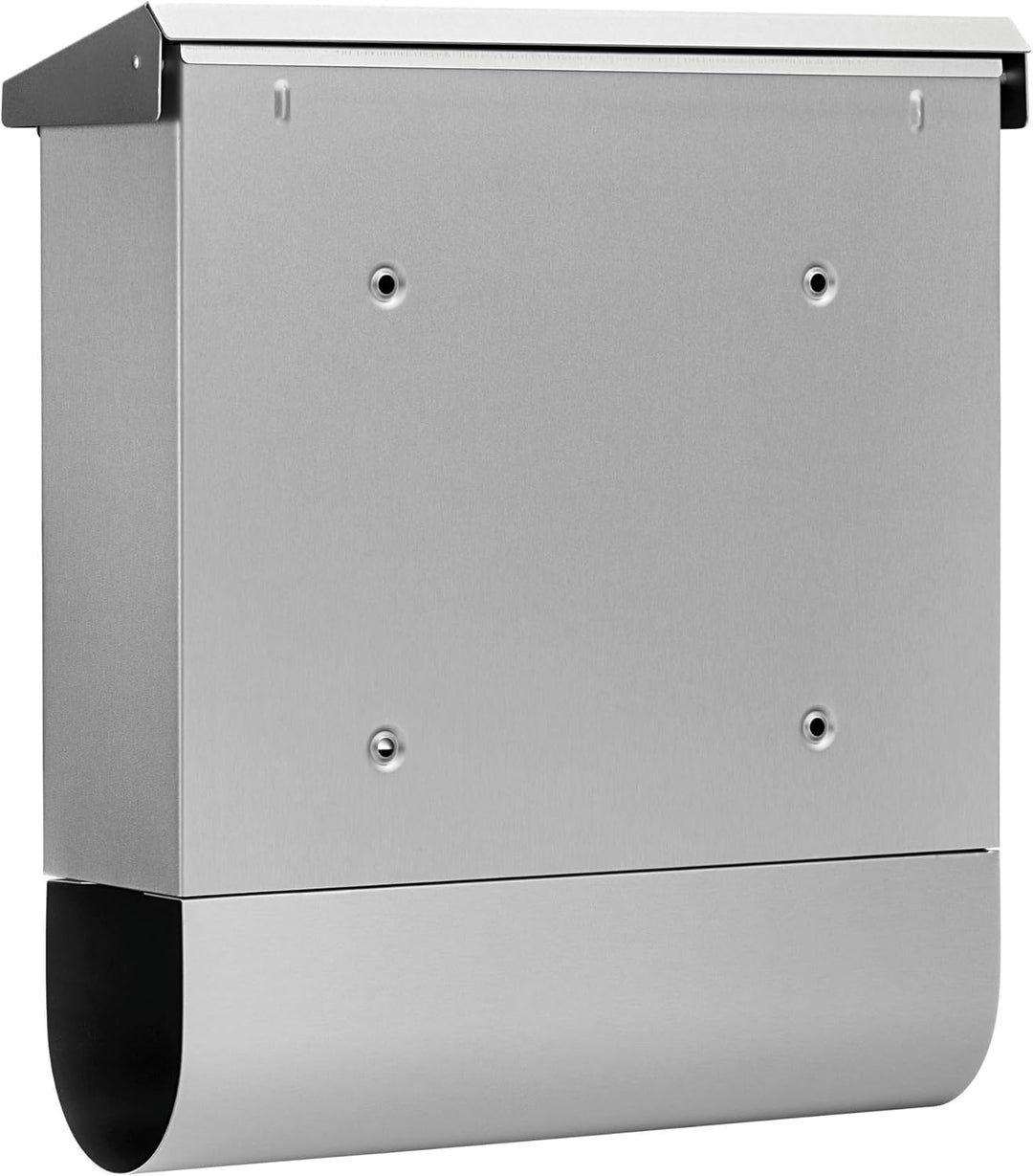 Burg Wächter Briefkasten mit Zeitungsfach und beleuchteter Hausnummer, Rostfreier Edelstahl, Einwurf