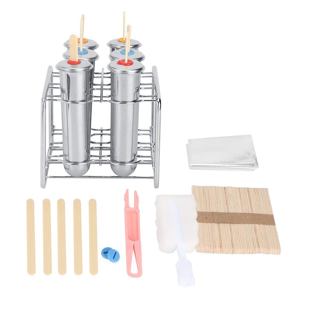 MAGT Eisformen Eis am Stiel, 6 Stück Edelstahl Eisform Popsicle Formen Sicherheit Double Groove Rund