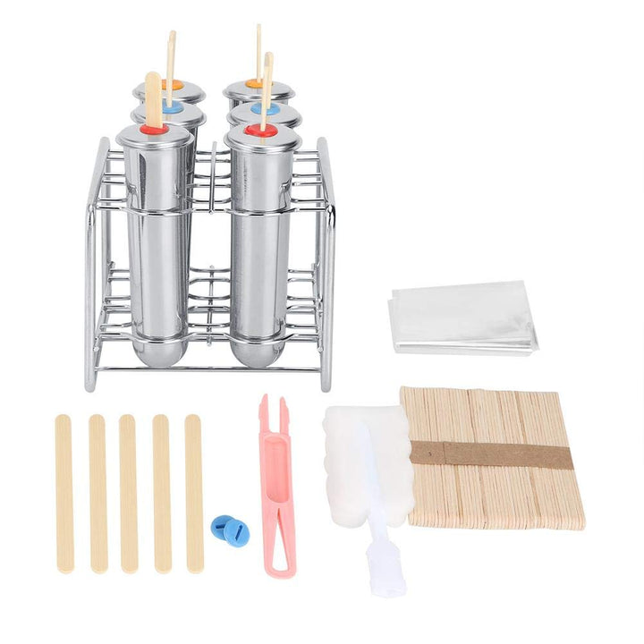 MAGT Eisformen Eis am Stiel, 6 Stück Edelstahl Eisform Popsicle Formen Sicherheit Double Groove Rund