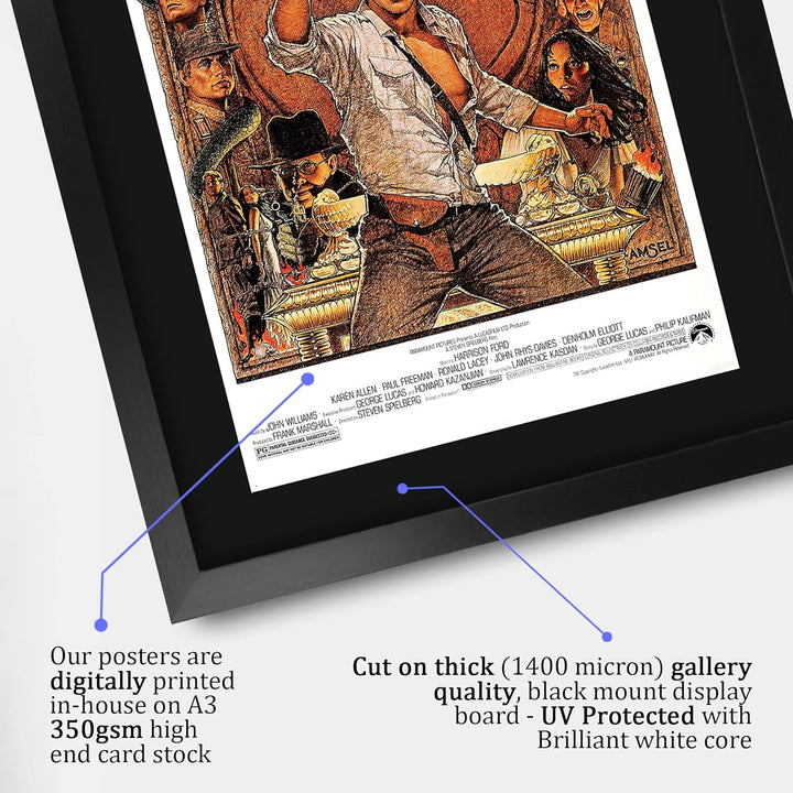 HWC Trading Indiana Jones Raiders Of The Lost Ark A3 Gerahmte Signiert Gedruckt Autogramme Bild Druc