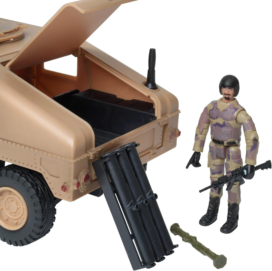 Peterkin World Peacekeeper Wüstenhumvee mit Militärfiguren und Zubehör, Massstab 1:18, Actionfiguren