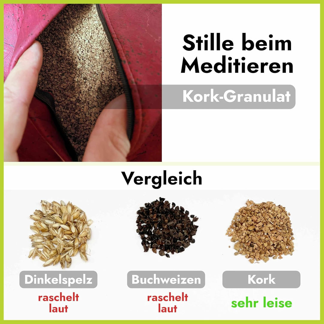 Meditationskissen 𝒂𝒖𝒔 𝑲𝒐𝒓𝒌 - Made in EU (𝐏𝐨𝐫𝐭𝐮𝐠𝐚𝐥) - Wasserabweisendes &amp; Formstabiles Kork Yogakisse