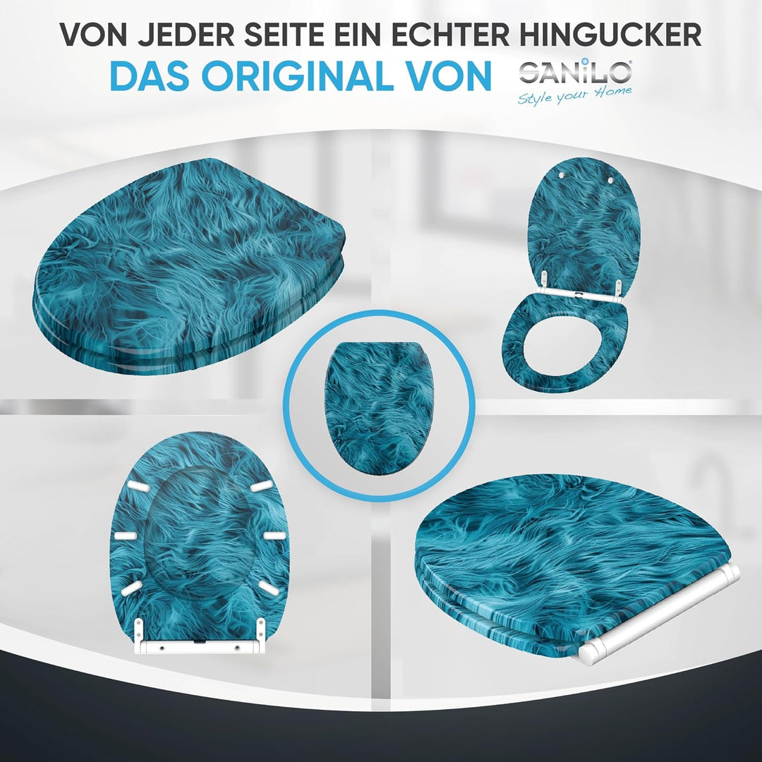 Sanilo WC Sitz mit Absenkautomatik & Schnellverschluss, Toilettendeckel per Knopfdruck abnehmbar, ei