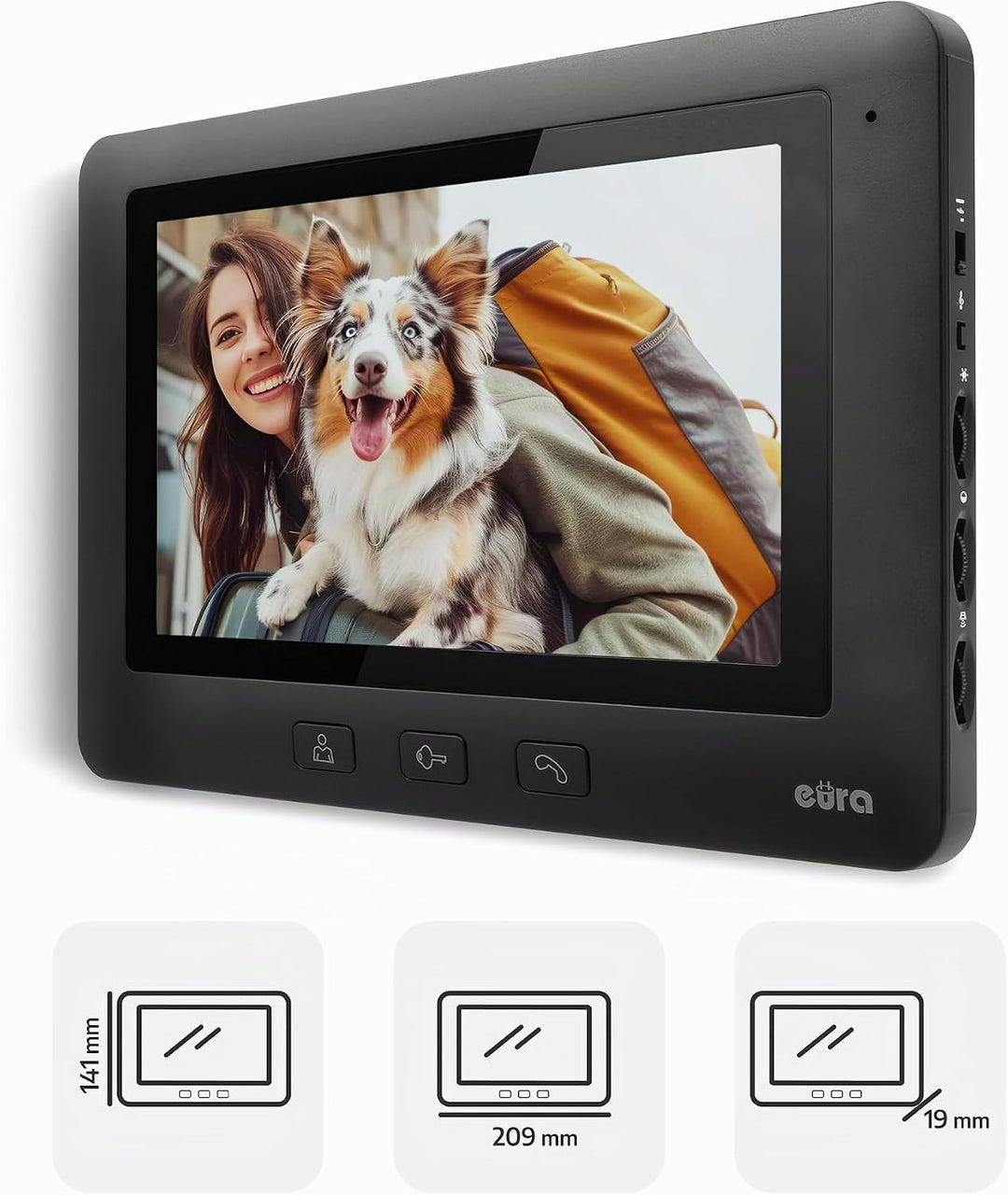 Eura VDP-45A3 Alpha Video-Türsprechanlage Gegensprechanlage 4 Draht, 7-Zoll-Farbmonitor, Schwarz, 2
