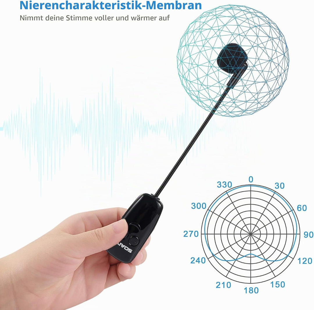 2in1 UHF drahtlos Headset Mikrofon wiederaufladbar 50M 6,35mm&amp; 3,5mm Stecker kabellos Mikrofon für S