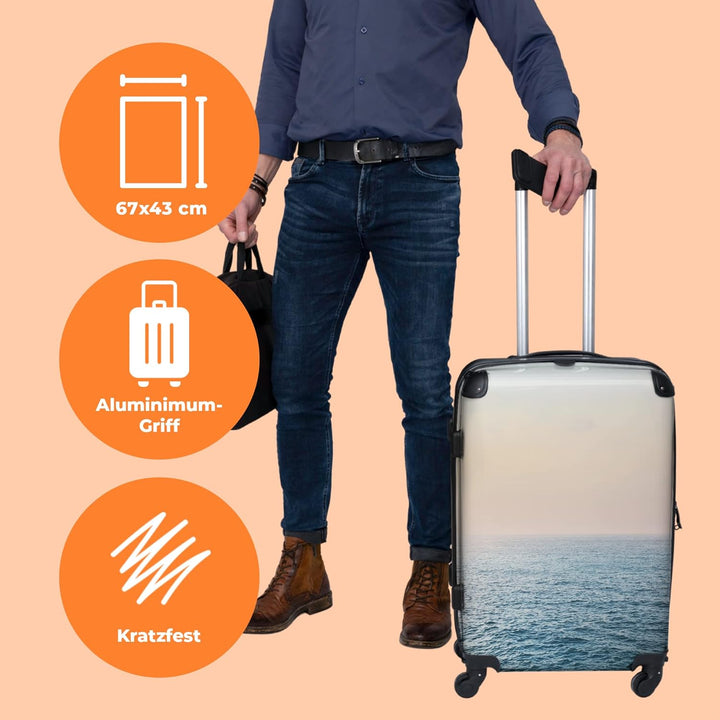 NoBoringSuitcases.com® Koffer gross Trolley Rollkoffer Reisekoffer mit 4 Rollen Fotokoffer - Meer -