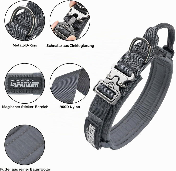 EXCELLENT ELITE SPANKER Taktisches Hundehalsband Militär-Hundehalsband K9 Mit Griff Halsband Trainin