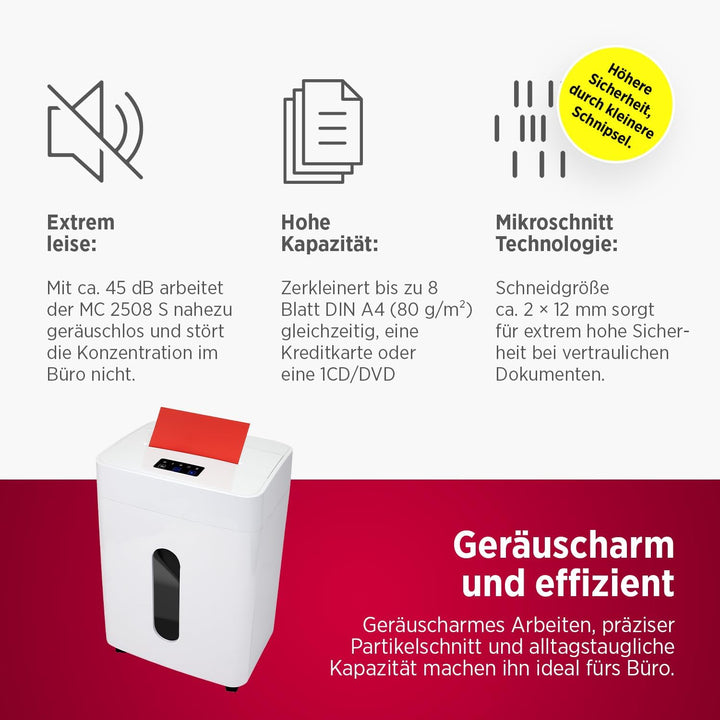 Olympia MC 2508 S Aktenvernichter | Papierschredder Aktenvernichter & Paper Shredder für Dokumente |