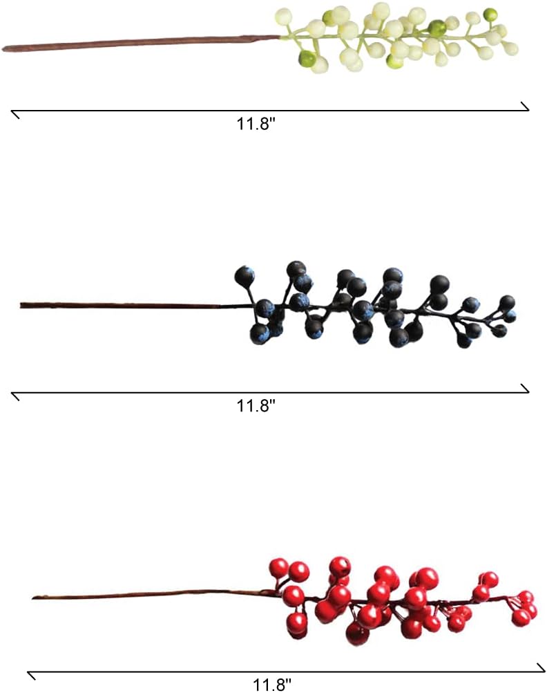 Künstliche Beeren, künstliche Beeren, Burgunderbeere, (20 Stück, je 30,5 cm), künstliche Beeren Stie