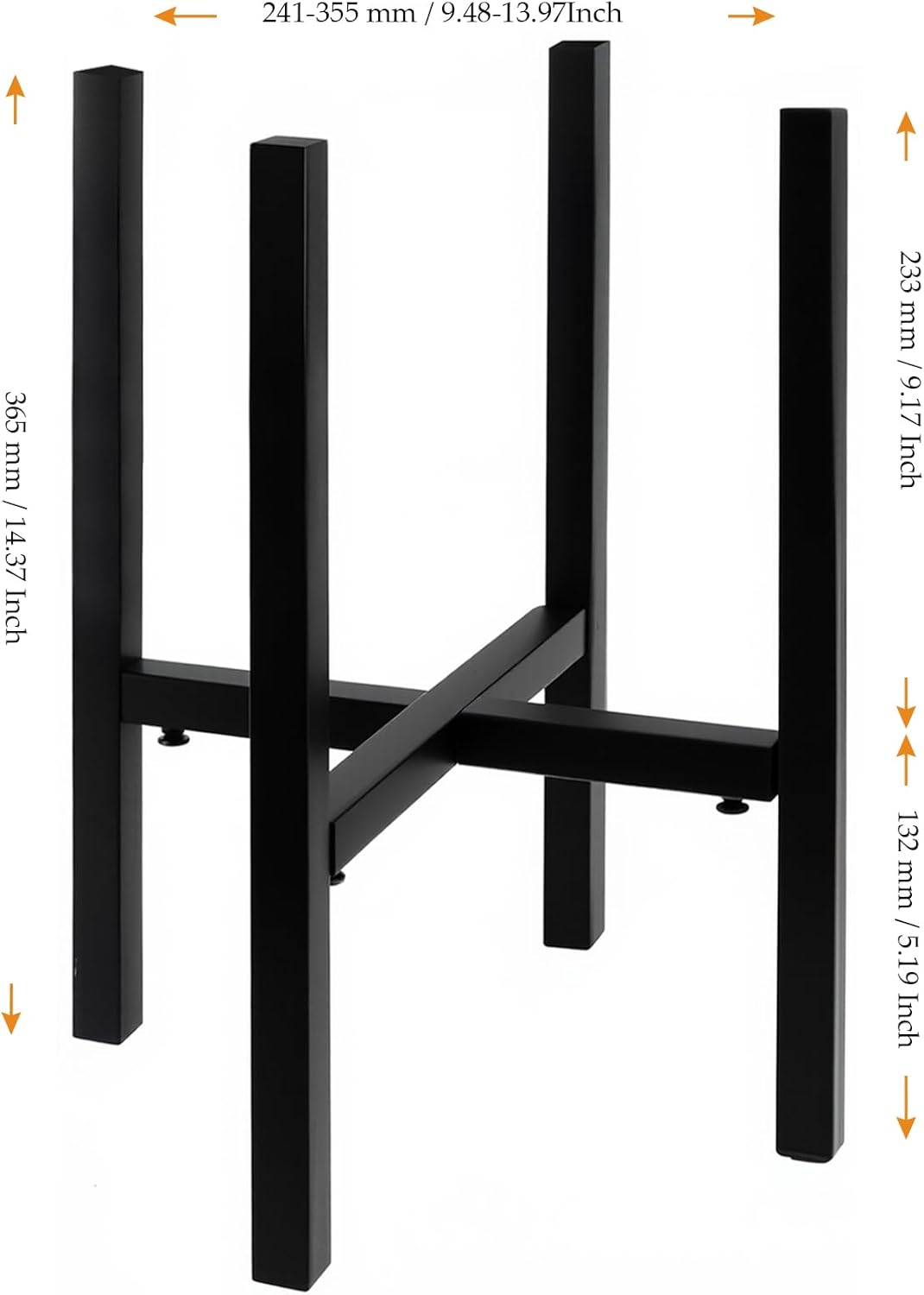 Schwarz Blumenständer Metall Verstellbar, 36cm Hoch Pflanzenständer aus Eisen, Blumenhocker Verstell