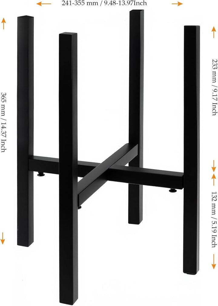 Schwarz Blumenständer Metall Verstellbar, 36cm Hoch Pflanzenständer aus Eisen, Blumenhocker Verstell