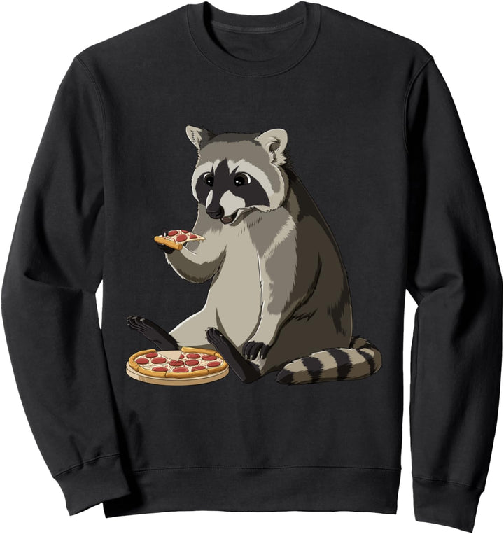 Lustiges Waschbär isst Pizza Sweatshirt