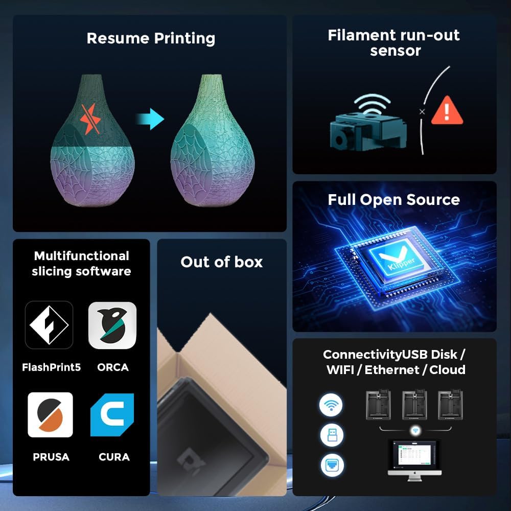 FLASHFORGE Adventurer 5M 3D-Drucker Bietet Eine Max Druckgeschwindigkeit Von 600 mm/s,Automatische N