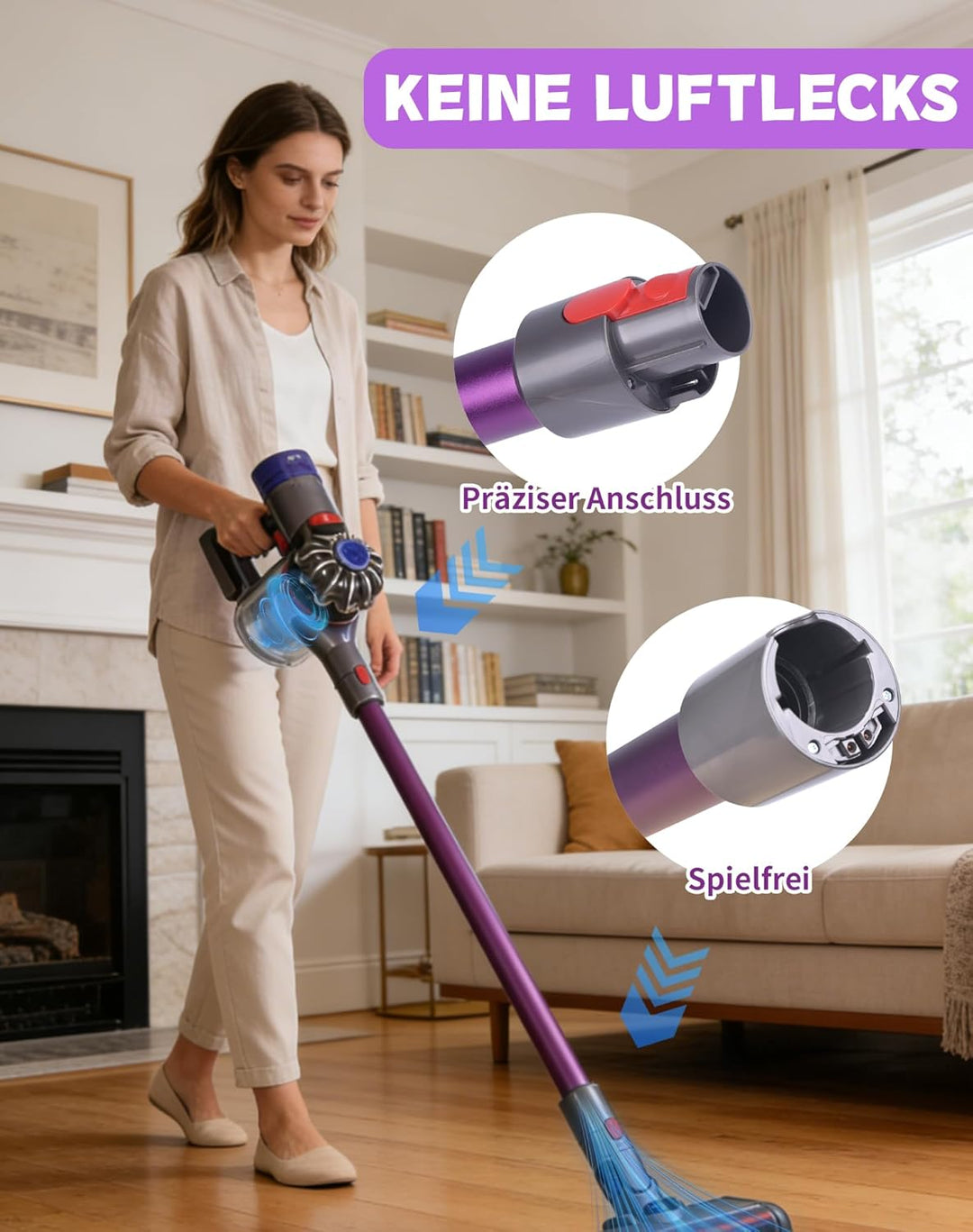 Verlängerungsrohr für Dyson V7 V8 V10 V11 V15 – Ersatz-Rohr aus Aluminium, Schnellverschluss, Robust
