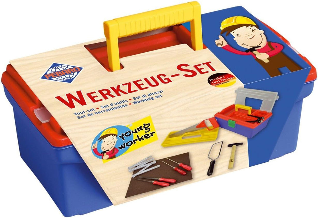 Pebaro 645 Werkzeug-Set in Kunststoffbox für Hobby und Schule, 11 Teile, praktischer Koffer, ausklap