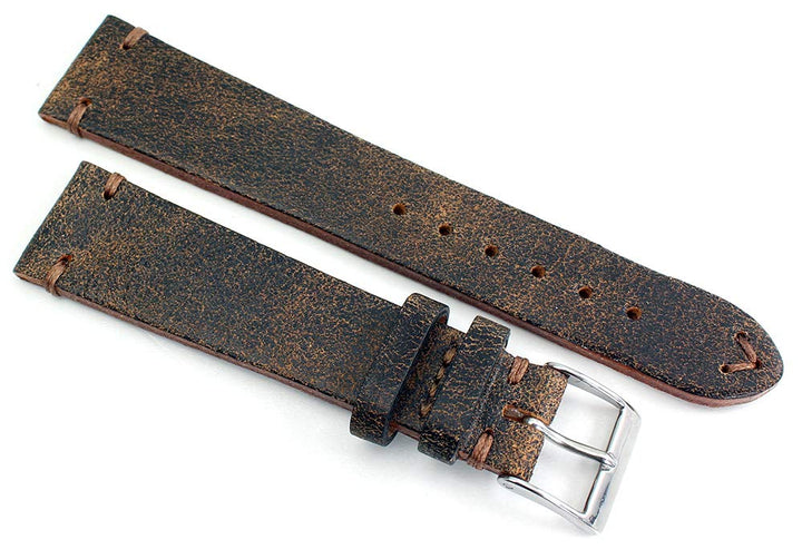 Sulla 20 mm Vintage Leder Uhrenarmband Handgemacht in Deutschland Retro Look Braun